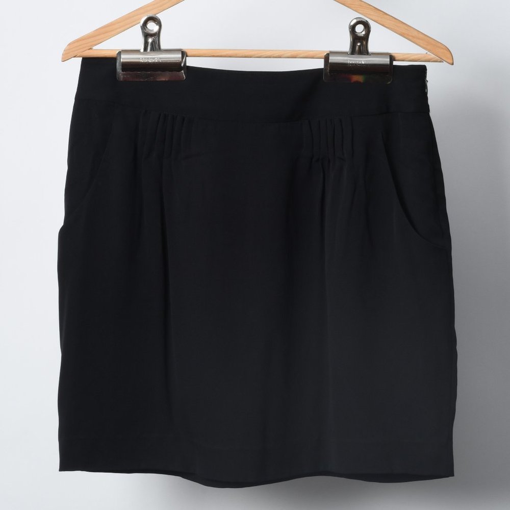 Women's Black Silk Cinched Theory Skirt 6